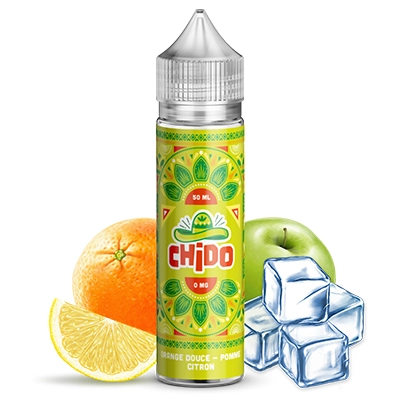 Viswuel du e-liquide à l'orange douce, pomme et citron de la marque chido